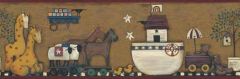 Nursery Room Noahs Ark Brown Wallpaper Border