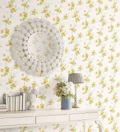 RG35730 Poppy Wallpaper Yellow, Green, Blue Rose Garden 2 Norwall Wallcovering