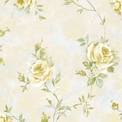 RG35736 Painted Rose Trail Wallpaper Cream, Yellow, Green Garden 2 Norwall Wallcovering