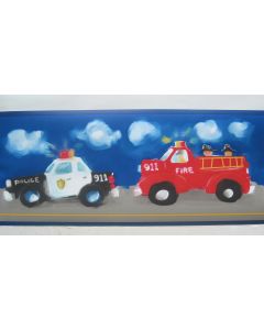 KZ4245B Fire Ambulance and Police Cars Wallpaper Border 7" x 15'
