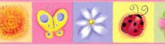 Pink Bugs In Bloom Wallpaper Border