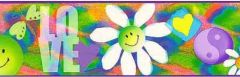 Tie Dyed Peace and Love Wallpaper Border- 2 Left