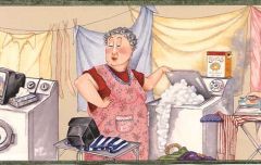 Green Laundry Ladies Wallpaper Border