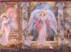 Herald Angels Burgundy Wallpaper Border