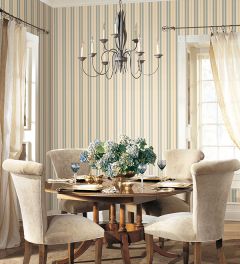 SD36109 Heritage Stripe Wallpaper Beige, Cream, Blue, Metallic Gold Stripes & Damasks 3 Norwall Wallcovering