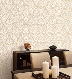 SD36119 Velvet Damask Wallpaper Beige, White Stripes & Damasks 3 Norwall Wallcovering