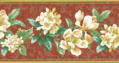 Burgundy and Gold Flower Wallpaper Border