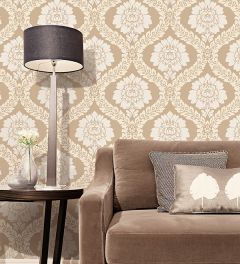SH34517 Daisy Damask Wallpaper Taupe Shades Norwall Wallcovering