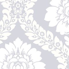SH34519 Daisy Damask Wallpaper Metallic Silver, Light Cream Shades Norwall Wallcovering