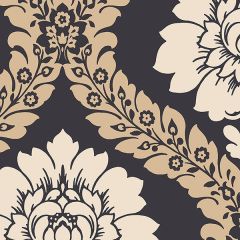 SH34520 Daisy Damask Wallpaper Black, Beige Shades Norwall Wallcovering