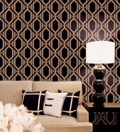 SH34549 Gatsby Wallpaper Black, Metallic Gold Shades Norwall Wallcovering