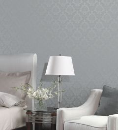 SK34768 Damask Emboss Wallpaper Blue Simply Silks 3 Norwall Wallcovering