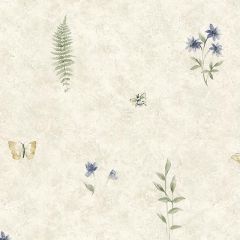 SP21157 Summer Botanical Sidewall Wallpaper Blue, Purple, Ivory Kitchen Elements Norwall Wallcovering