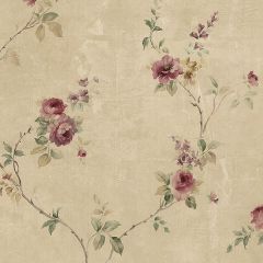 SP24430 White Wedding Trail Wallpaper Burgundy, Pink, Green Rose Garden 2 Norwall Wallcovering