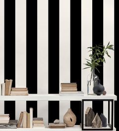 SY33937 5.25" Stripe Wallpaper Pearl, Black, White Simply Stripes 2 Norwall Wallcovering