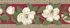 Red and White Magnolia Wallpaper Border 137B57938