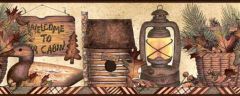 Welcome To Our Cabin Burgundy Wallpaper Borde