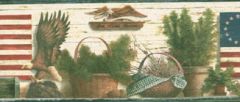 Blue Star Spangled Banner Wallpaper Border TC48051B