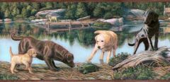 Burgundy Labradors By The Lake Wallpaper Bord