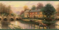 Kinkade Green Bridge Wallpaper Border