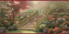 Thomas Kinkade Burgundy Stairway Border