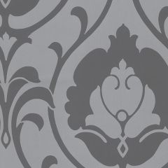 TU27103 Italian Damask Wallpaper Metallic Silver, Grey Shades Norwall Wallcovering