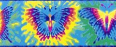 Tie Dyed Blue Butterfly Wallpaper Border