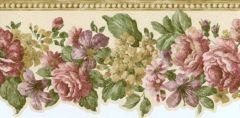 Beige Mixed Flower Wallpaper Border
