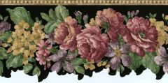 Black Mixed Flower Wallpaper Border