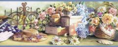 Blue Garden Item Wallpaper Border