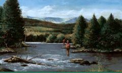 Fly Fishing In The River Wallpaper Border