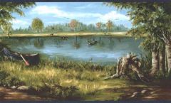 Rowboat on the Lake Wallpaper Border