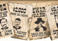 Old West Wanted Posters Wall Paper Border 