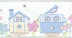 Yellow Quilted Houses Wallpaper Border