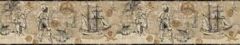 Boys Will Be Boys Beige Nautical Pirate Map Border ZB3102B