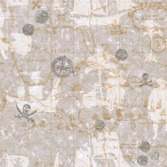 Charcoal and Silver Nautical Pirate Map Wallpaper