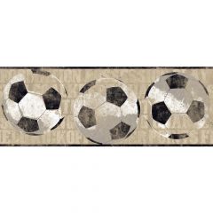 Boys Will Be Boys Tan Soccer Ball Wallpaper Border ZB3170BD