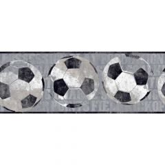 Boys Will Be Boys Gray Soccer Ball Wallpaper Border ZB3171BD