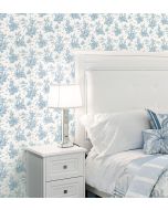AB27656 Toile Wallpaper Navy, Blue Abby Rose 3 Norwall Wallcovering