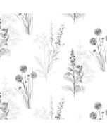 AB42443 Flora Wallpaper Grey, Black Abby Rose 3 Norwall Wallcovering