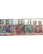 French Cafe Restaurant Wallpaper Border - Red Trim - Patton Norwall