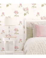 CG28820 Script Rose Wallpaper Pink, Green Garden 2 Norwall Wallcovering