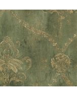 CH22568 Regal Damask Wallpaper Greens, Beige, Tan Manor House Norwall Wallcovering
