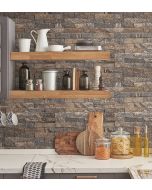 CK36623 Stacked Stone Wallpaper Black, Beige CREATIVE KITCHENS Norwall Wallcovering