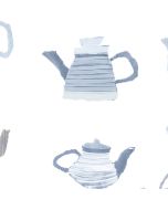 CK36635 Tea Pots Wallpaper Blue, Beige CREATIVE KITCHENS Norwall Wallcovering