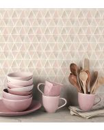 CK36636 Kitchen Triangle Wallpaper Pink, Grey CREATIVE KITCHENS Norwall Wallcovering