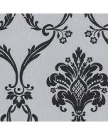 CS27371 Flock Damask Wallpaper Silver, Black Classic Silks 2 Norwall Wallcovering
