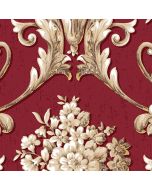 CS35622 Floral Damask Wallpaper Red, Metallic Gold Classic Silks 2 Norwall Wallcovering