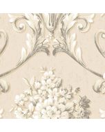 CS35624 Floral Damask Wallpaper Cream, Beige, Grey Classic Silks 2 Norwall Wallcovering
