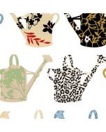 CU25966 Gardening Pails Wallpaper Red, Blue, Beige Fresh Kitchens 5 Norwall Wallcovering